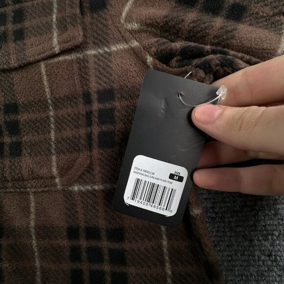 NWT Eddie Bauer Fleece Shirt Men Medium Long Sleeve Button Up Shirt Plaid Brown - Picture 9 of 16